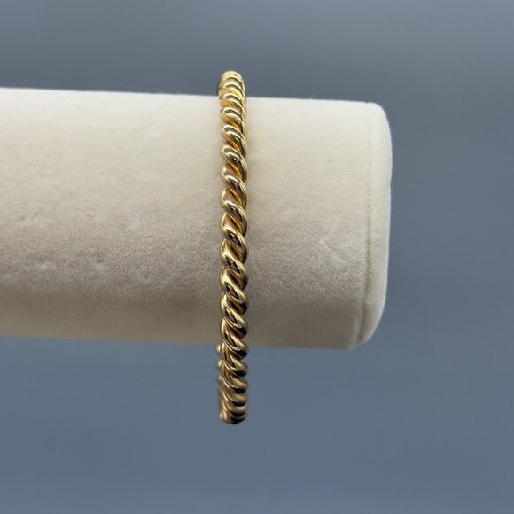 Vintage Henkel Grosse Germany 1970 Signed Gold Tone Twist Bangle Bracelet - Picture 6 of 9